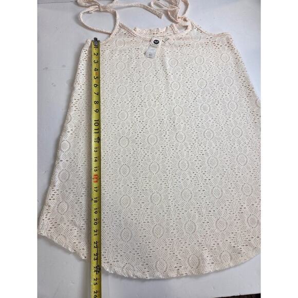 Roxy Crochet Tank Dress Swim Cover-Up Adjustable Straps Large Cream - Picture 4 of 6
